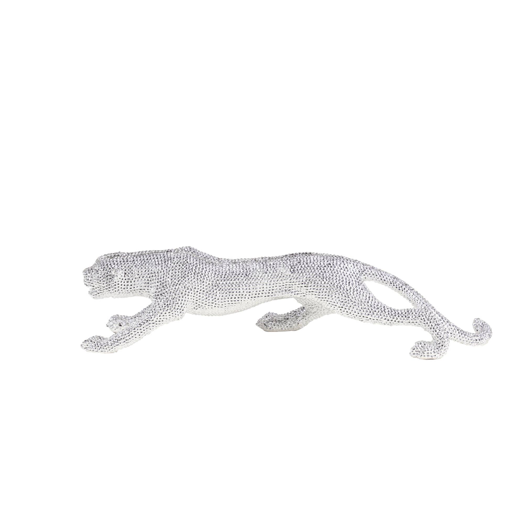 23" Silver Glam Leopard Sculpture